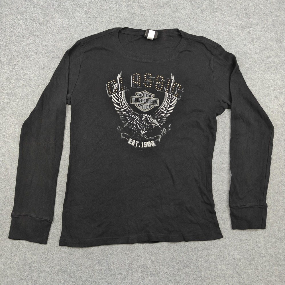Harley-Davidson Shirt Womens XXL Black Eagle Arizona Long Sleeve Rhinestone